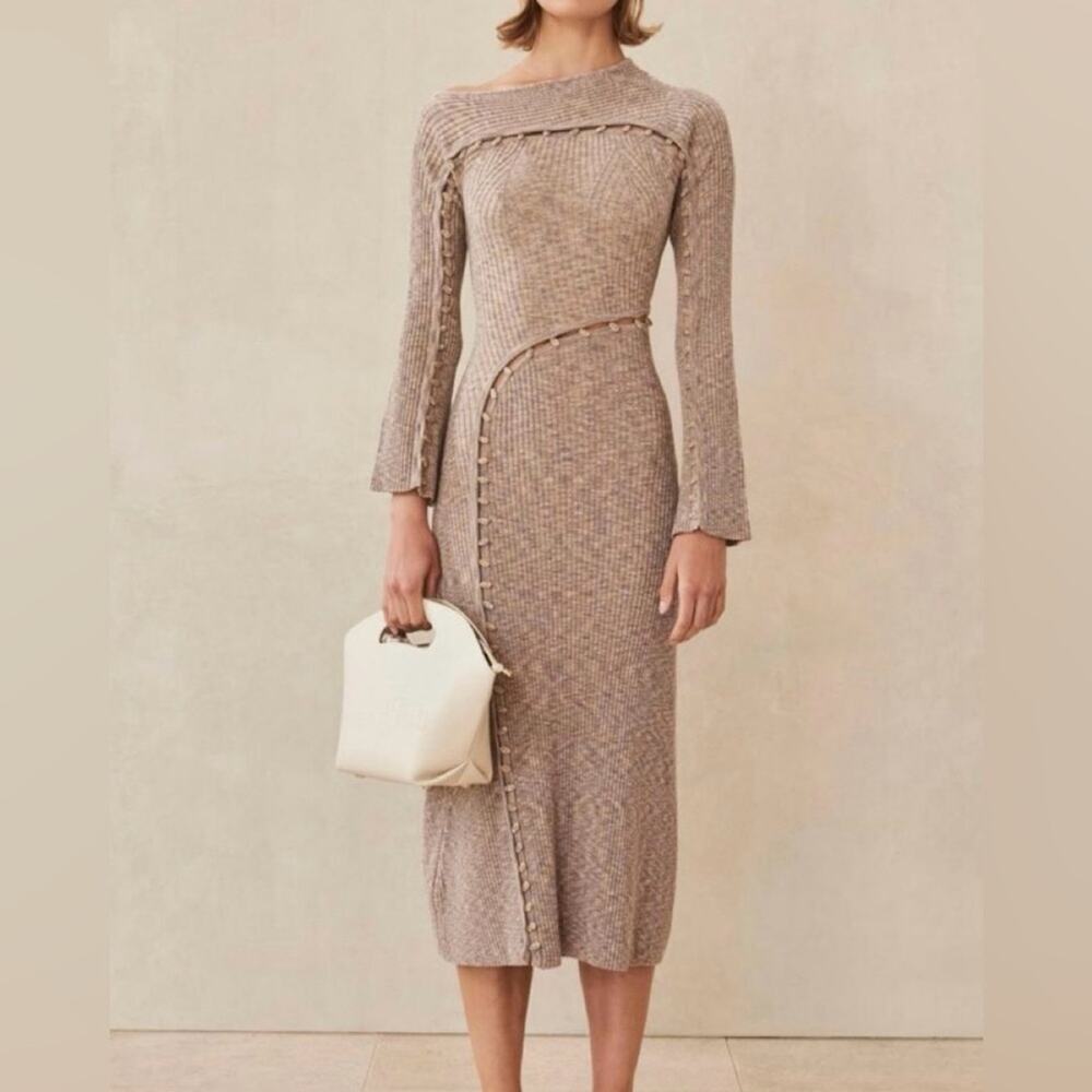 Cult Gaia Rosalia Knit Midi Dress in Canyon Tan M - Picture 11 of 11
